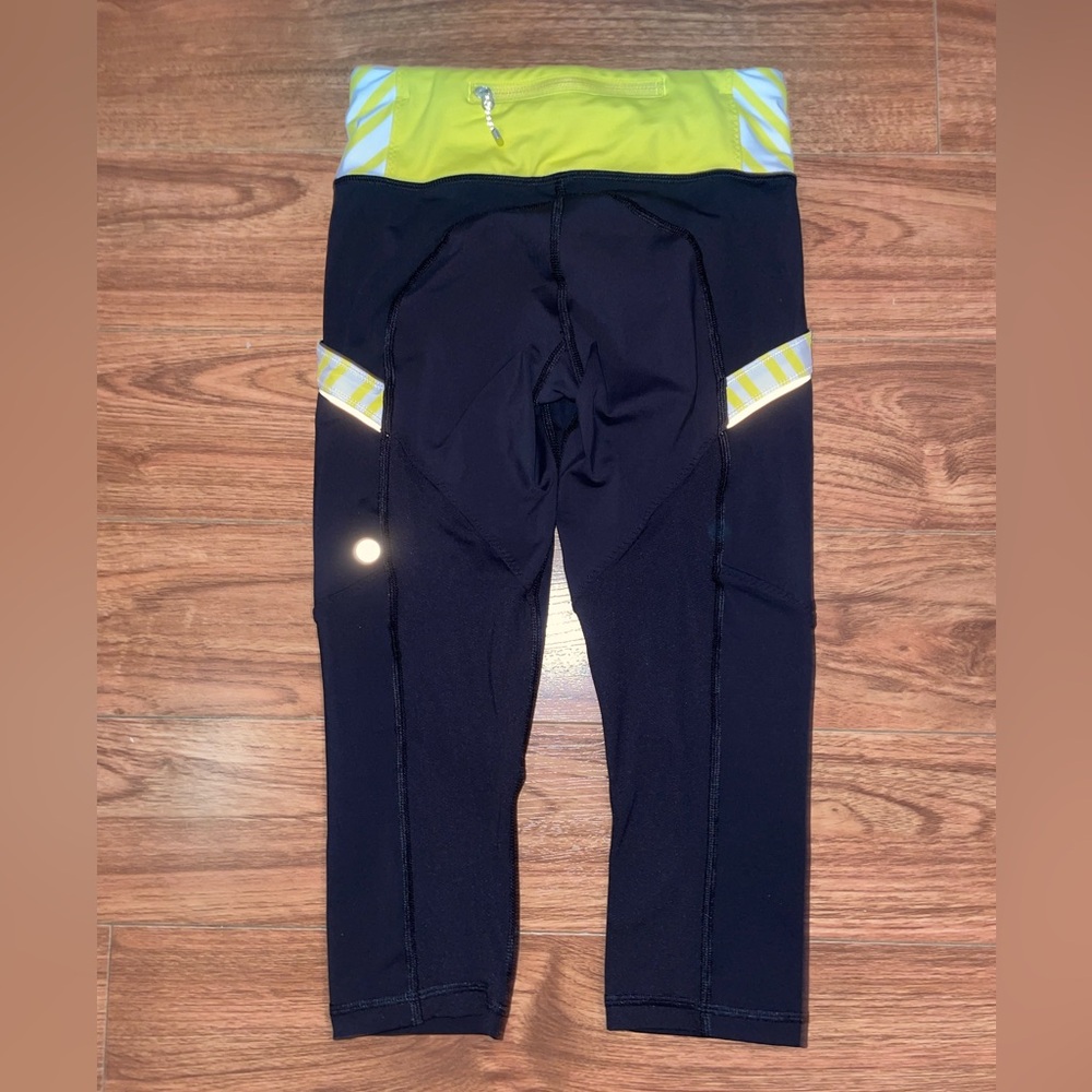 lululemon black and lemon yellow CROPPED leggings
